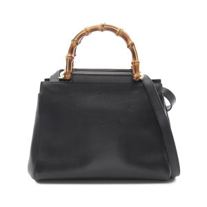 Pre-Loved Gucci Small Leather Bamboo Nymphaea Satchel